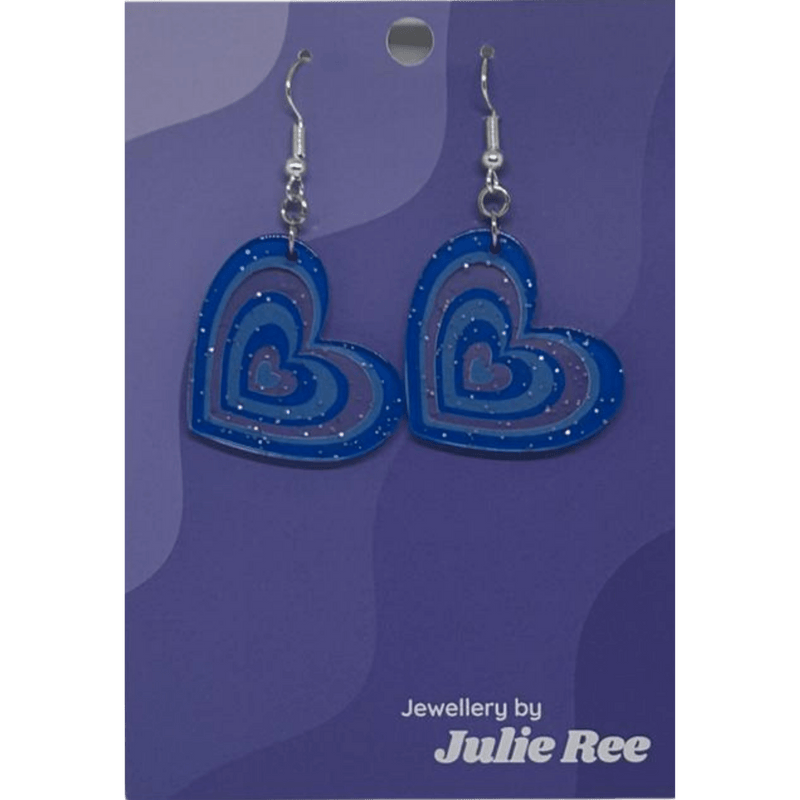 Julie Ree Earrings - Blue Hearts - Something Different Gift Shop