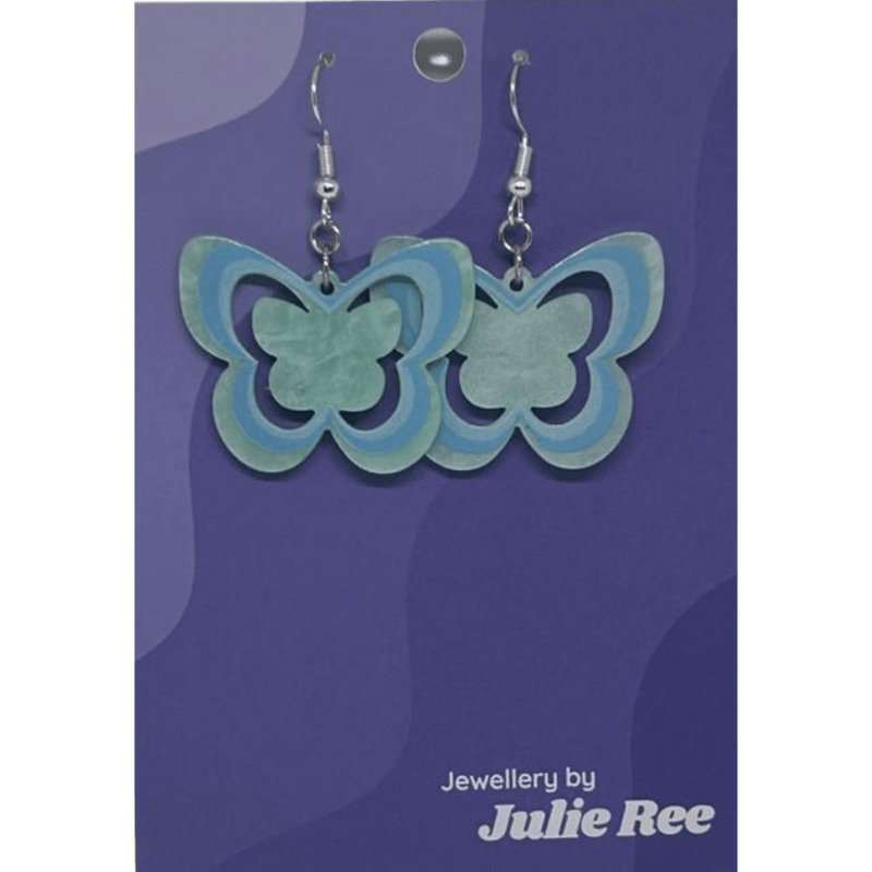 Julie Ree Earrings - Blue Hollow Butterfly - Something Different Gift Shop