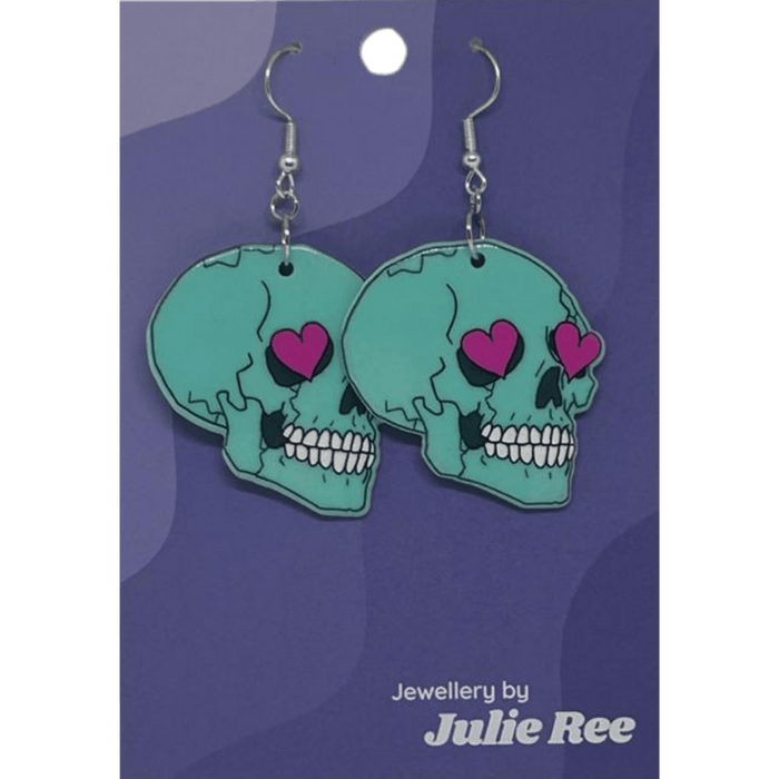 Julie Ree Earrings - Blue Skull - Something Different Gift Shop