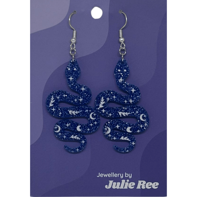 Julie Ree Earrings - Blue Snake - Something Different Gift Shop