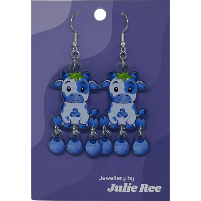 Julie Ree Earrings - Blueberry Cow - Something Different Gift Shop