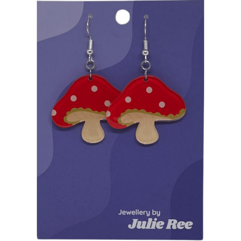Julie Ree Earrings - Cartoon Mushroom - Something Different Gift Shop