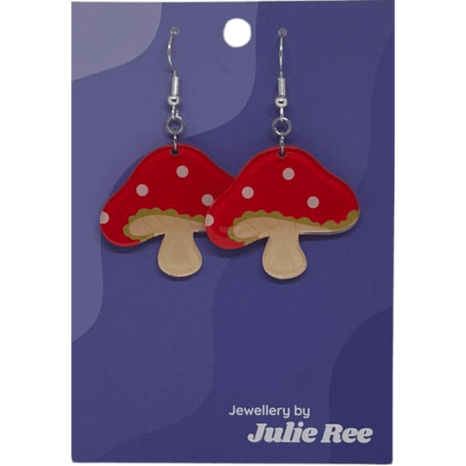 Julie Ree Earrings - Cartoon Mushroom - Something Different Gift Shop