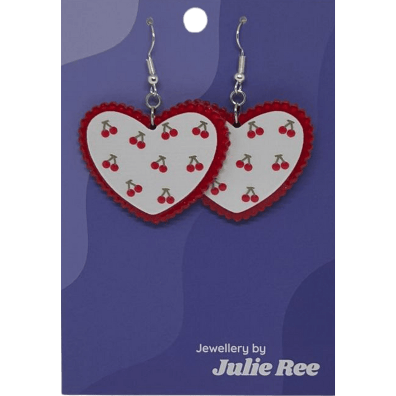 Julie Ree Earrings - Cherry Heart - Something Different Gift Shop