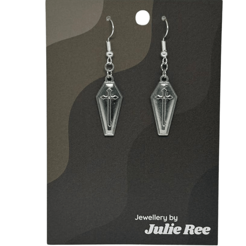 Julie Ree Earrings - Coffin With Cross - Something Different Gift Shop