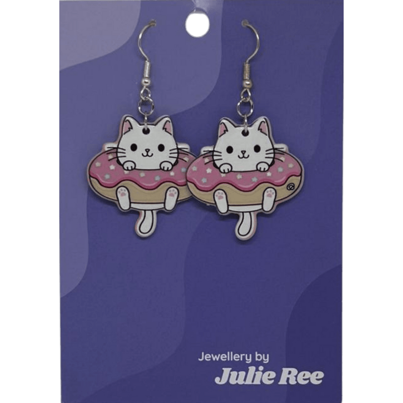 Julie Ree Earrings - Doughnut Cat - Something Different Gift Shop