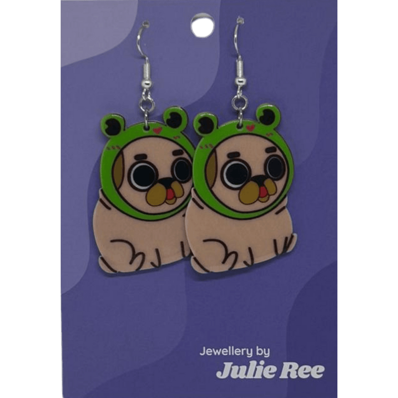 Julie Ree Earrings - Frog Pug - Something Different Gift Shop