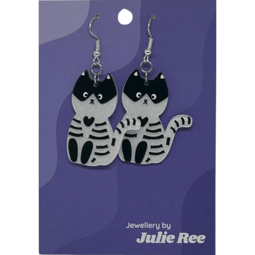 Julie Ree Earrings - Glitter Skeleton Cat - Something Different Gift Shop