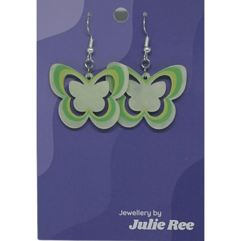 Julie Ree Earrings - Green Hollow Butterfly - Something Different Gift Shop