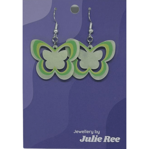 Julie Ree Earrings - Green Hollow Butterfly - Something Different Gift Shop
