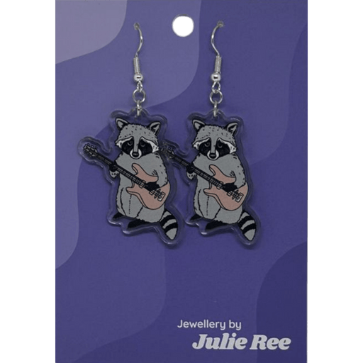 Julie Ree Earrings - Guitar Racoon - Something Different Gift Shop