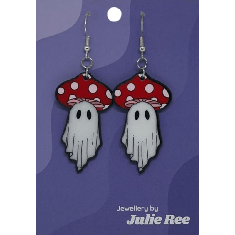Julie Ree Earrings - Mushroom Ghost - Something Different Gift Shop