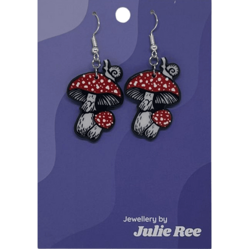 Julie Ree Earrings - Mushroom With Snail - Something Different Gift Shop