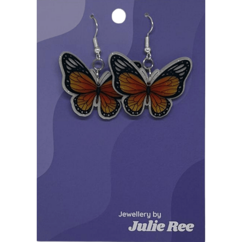 Julie Ree Earrings - Orange Butterfly - Something Different Gift Shop