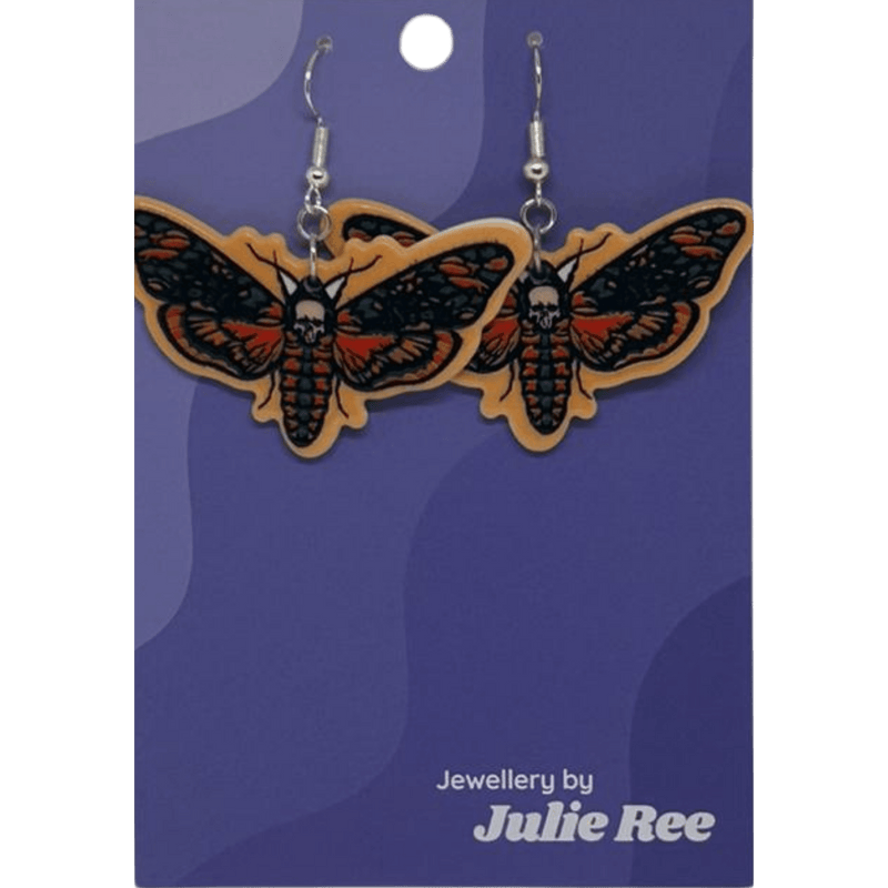 Julie Ree Earrings - Orange Death Moth - Something Different Gift Shop