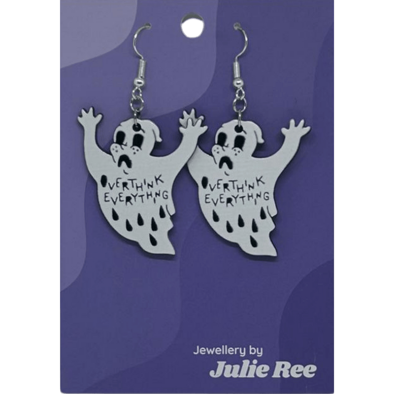 Julie Ree Earrings - Overthink Everything Ghost - Something Different Gift Shop