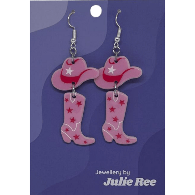 Julie Ree Earrings - Pink Cowboy - Something Different Gift Shop