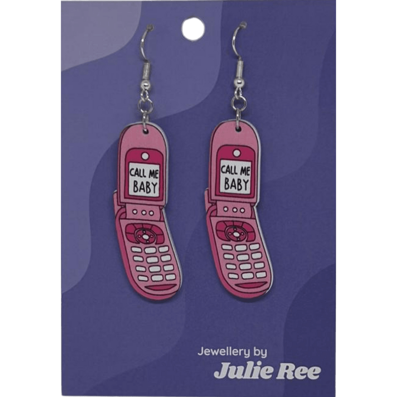 Julie Ree Earrings - Pink Flip Phone - Something Different Gift Shop