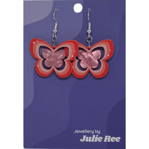 Julie Ree Earrings - Pink Hollow Butterfly - Something Different Gift Shop