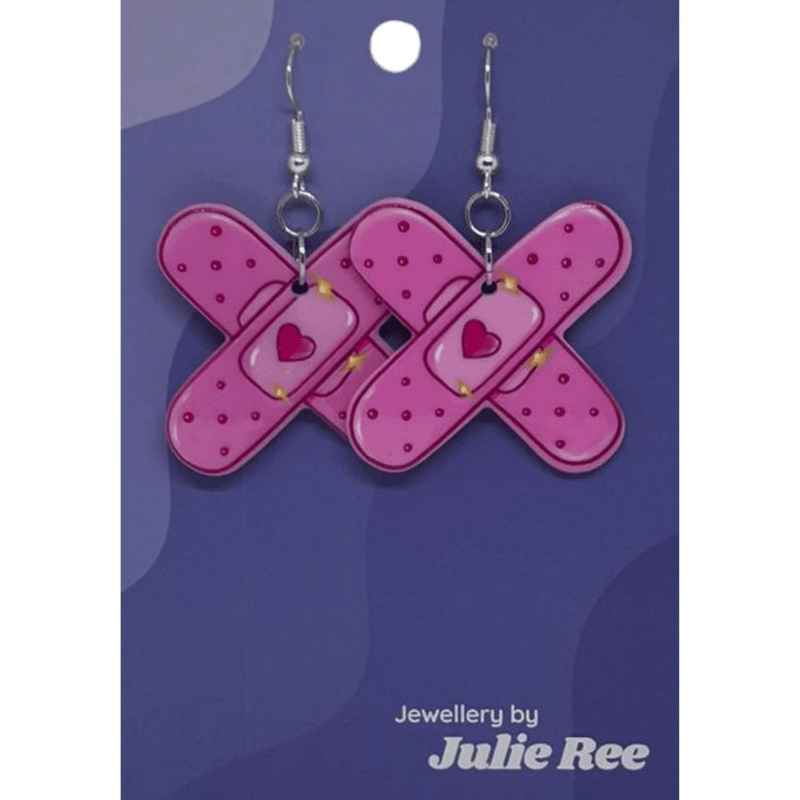 Julie Ree Earrings - Pink Plasters - Something Different Gift Shop