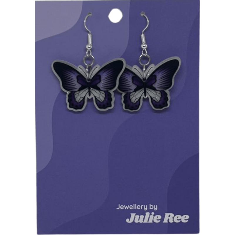 Julie Ree Earrings - Purple Butterfly - Something Different Gift Shop