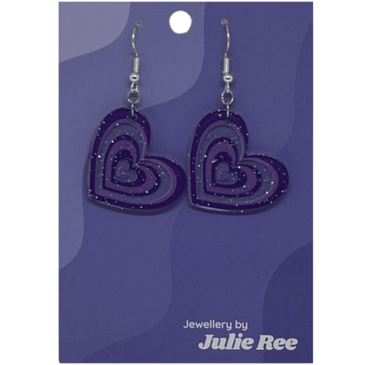 Julie Ree Earrings - Purple Hearts - Something Different Gift Shop
