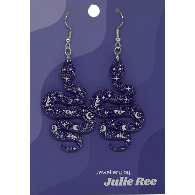 Julie Ree Earrings - Purple Snake - Something Different Gift Shop