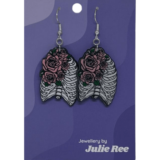 Julie Ree Earrings - Rose Skeleton Ribs - Something Different Gift Shop