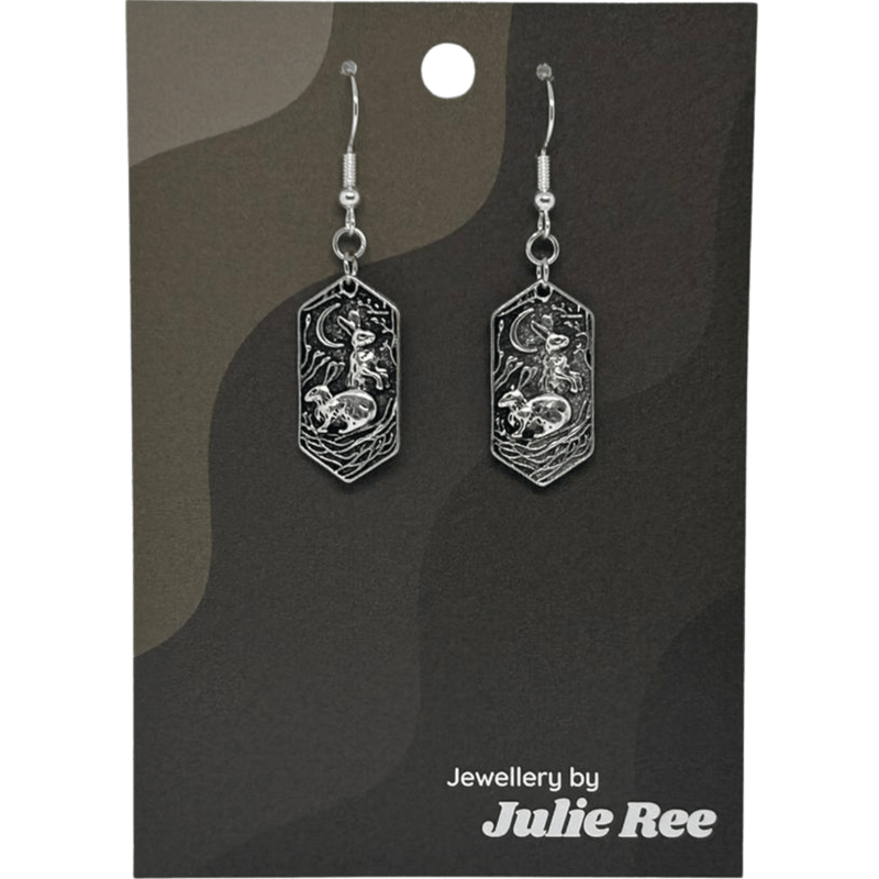 Julie Ree Earrings - Silver Hares - Something Different Gift Shop