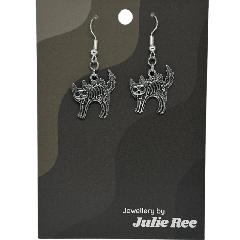 Julie Ree Earrings - Skeleton Cat - Something Different Gift Shop