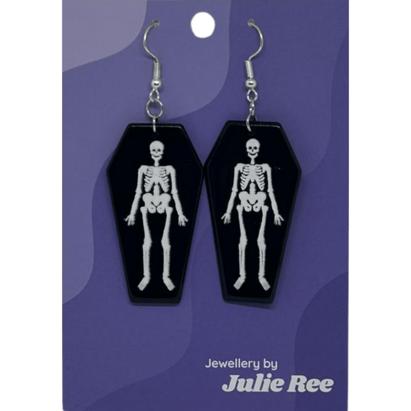 Julie Ree Earrings - Skeleton Coffin - Something Different Gift Shop