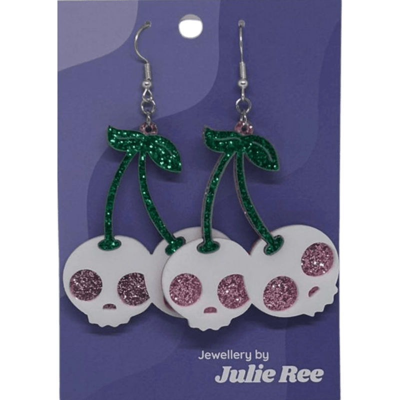 Julie Ree Earrings - Skull Cherries - Something Different Gift Shop