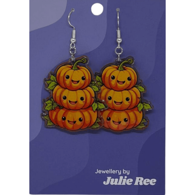 Julie Ree Earrings - Triple Stacked Pumpkins - Something Different Gift Shop