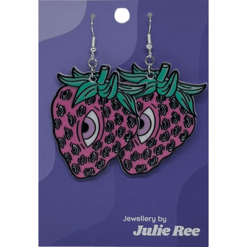 Julie Ree Earrings - Trippy Strawberry - Something Different Gift Shop