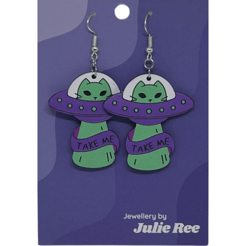 Julie Ree Earrings - UFO Cat - Something Different Gift Shop
