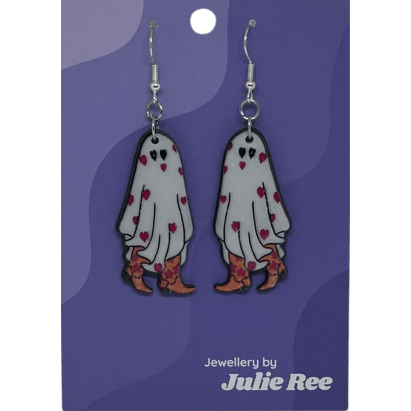 Julie Ree Earrings - Valentine Heart Ghost - Something Different Gift Shop