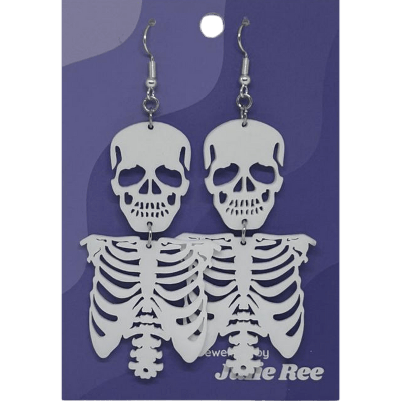 Julie Ree Earrings - White Skeleton - Something Different Gift Shop