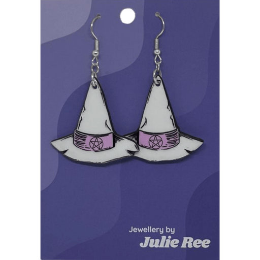 Julie Ree Earrings - White Witch Hat - Something Different Gift Shop
