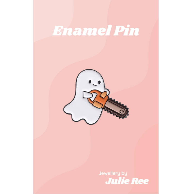 Julie Ree Enamel Pin - Chainsaw Ghost - Something Different Gift Shop