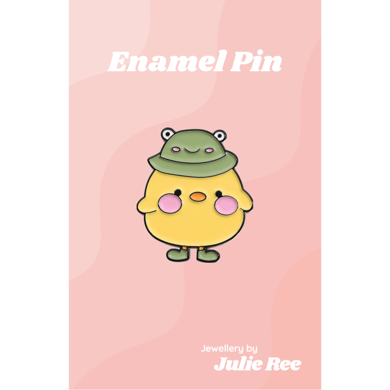 Julie Ree Enamel Pin - Frog Hat Duck - Something Different Gift Shop