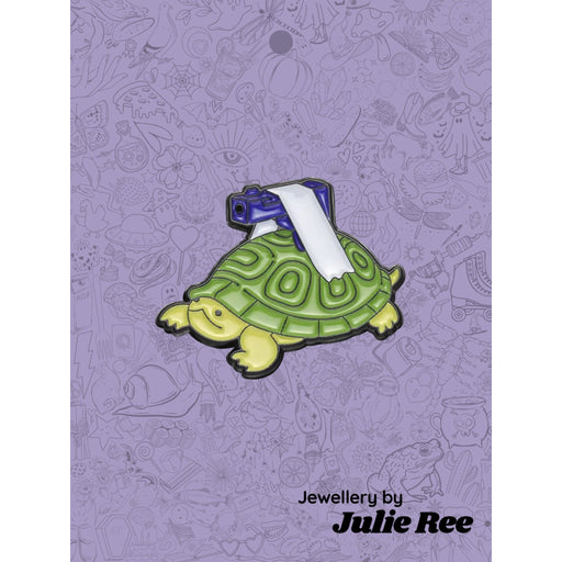 Julie Ree Enamel Pin - Gun Turtle - Something Different Gift Shop