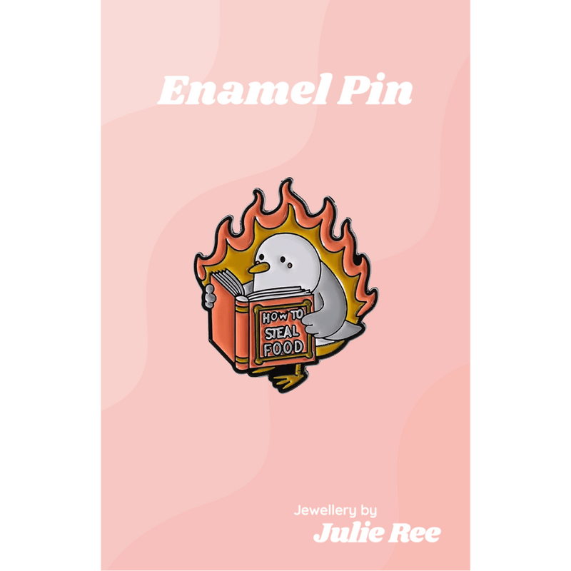 Julie Ree Enamel Pin - How To Steal Food - Something Different Gift Shop