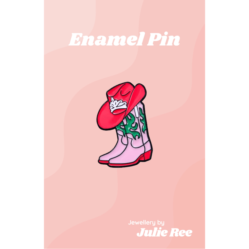 Julie Ree Enamel Pin - Pink Cowboy - Something Different Gift Shop