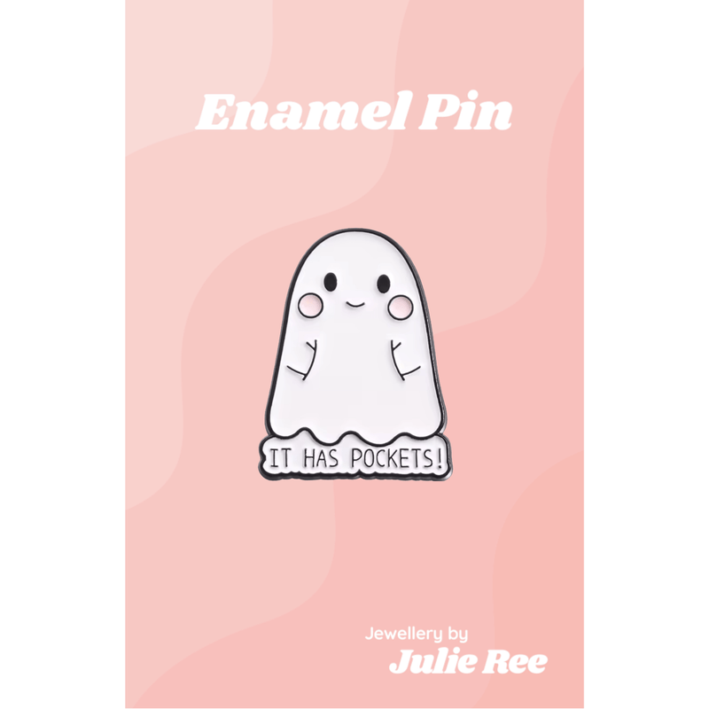 Julie Ree Enamel Pin - Pockets Ghost - Something Different Gift Shop