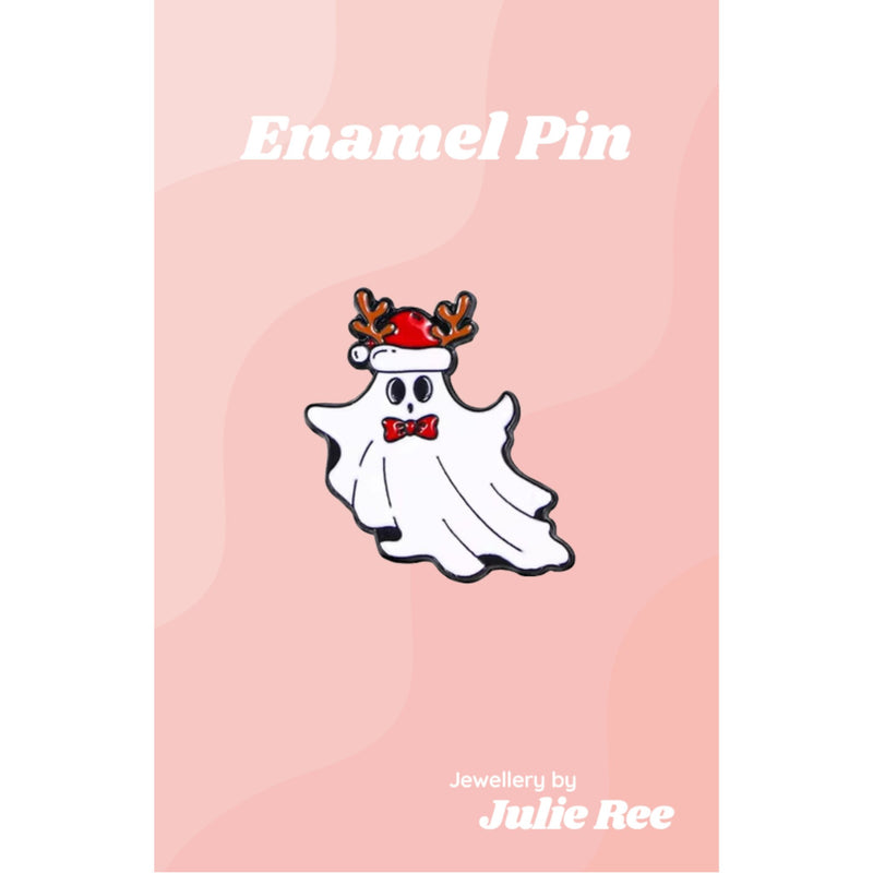 Julie Ree Enamel Pin - Reindeer Ghost - Something Different Gift Shop