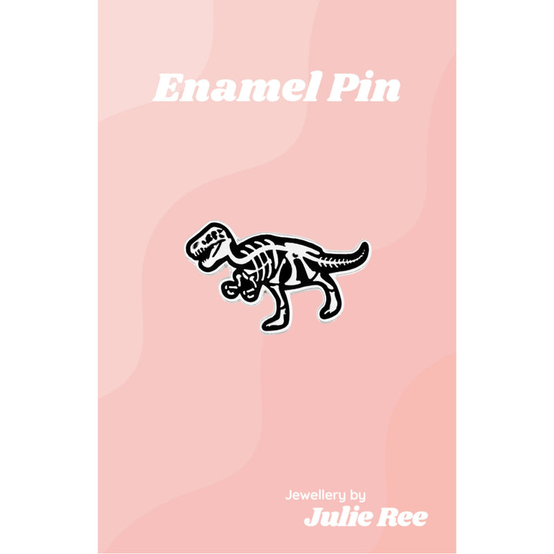 Julie Ree Enamel Pin - T - Rex Skeleton - Something Different Gift Shop