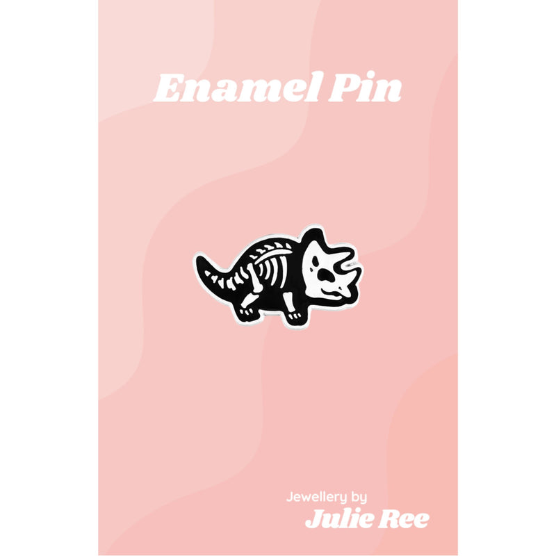Julie Ree Enamel Pin - Triceratops Skeleton - Something Different Gift Shop