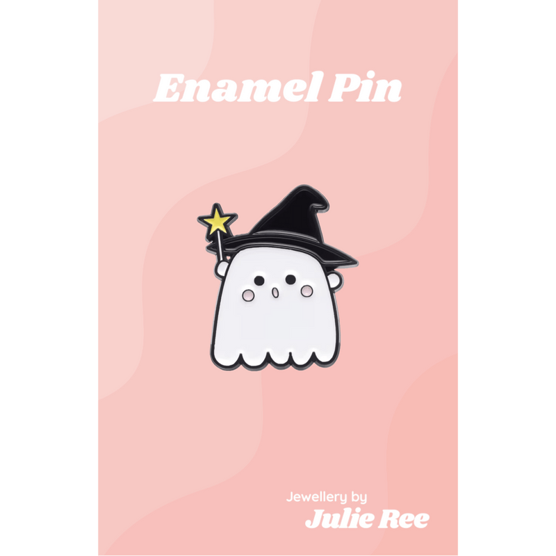 Julie Ree Enamel Pin - Wizard Ghost - Something Different Gift Shop