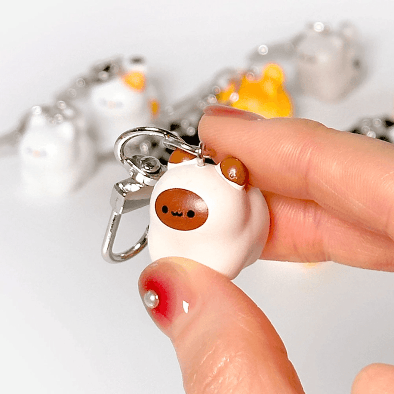 Kawaii Bread Cat Keychain Mystery Blind Box close-up of the brown-faced cat keyring design