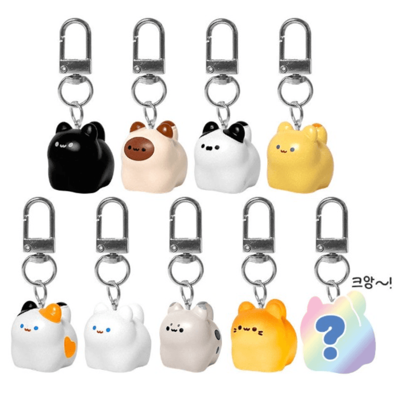 Kawaii Bread Cat Keychain Mystery Blind Box design line-up showing the regular styles and secret design